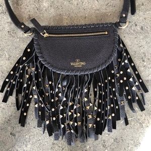 Authentic VALENTINO Rock Stud Fringe Belt Bag